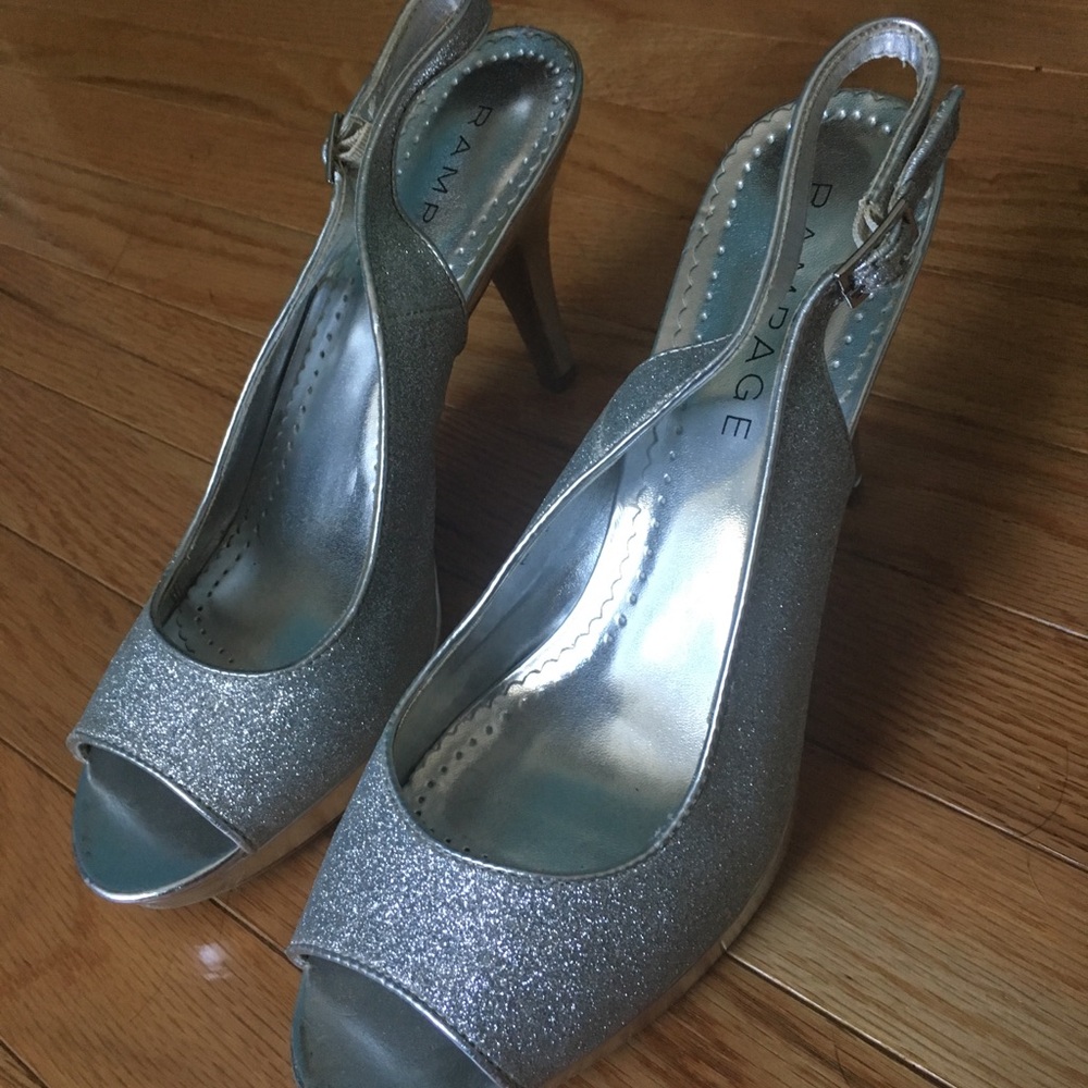 Rampage silver sparkly heels